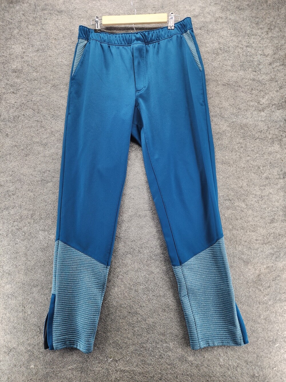 Duluth Trading Sweatpants Mens Large Blue Pull On Ankle Zip Mid Rise 30x31